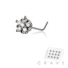 12PCS OF MULTI CZ FLOWER 316L SURGICAL STEEL L-SHAPE NOSE BOX